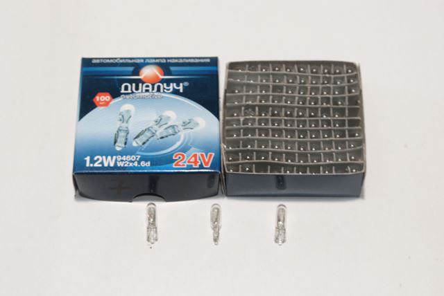 Лампа 24V 1,2W W2x4,6D Діалуч (мінімум 10шт.)