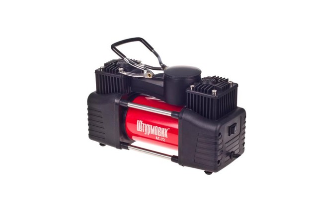Компрессор "Штурмовик" AC-72 150psi/25 Amp /90 л/2 цилиндра/шланг 5,0м/клеммы (AC-72)