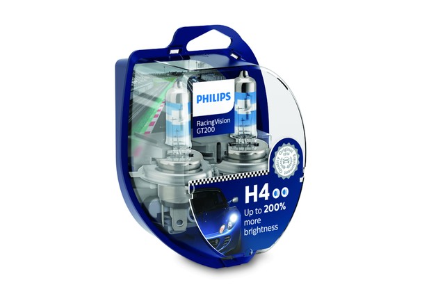 Комплект ламп H4 RacingVision GT200 +200% S2 PHILIPS