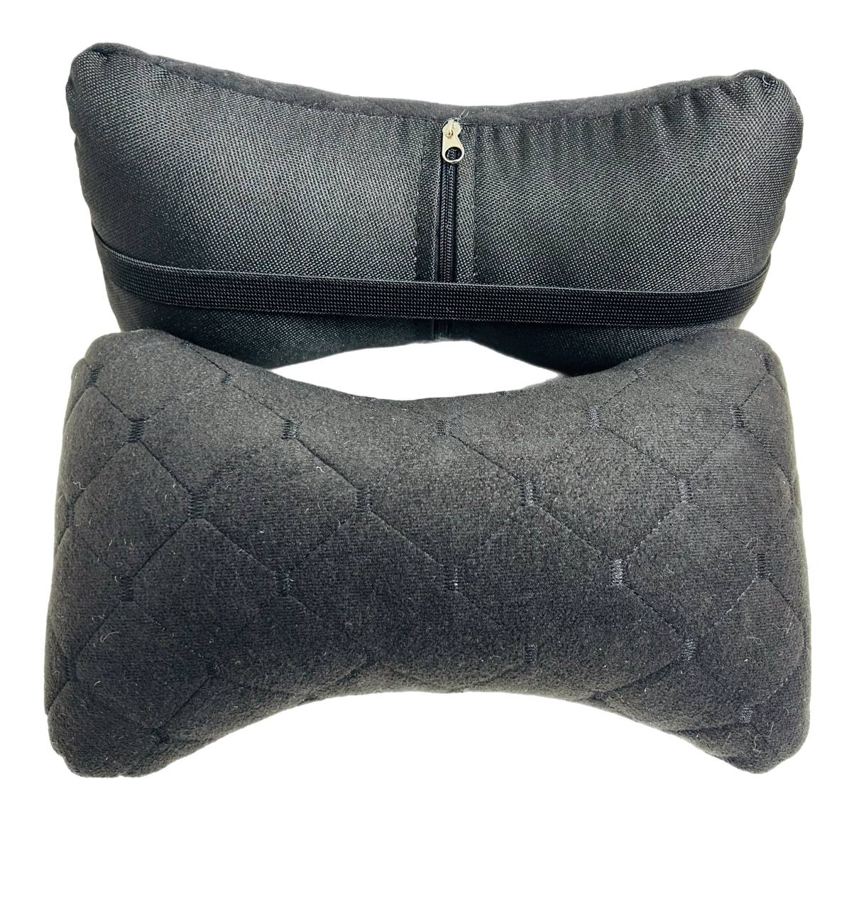 Авто-Подушка підголовника з Алькантари-Чорною стрічкою- к-кт 2 шт