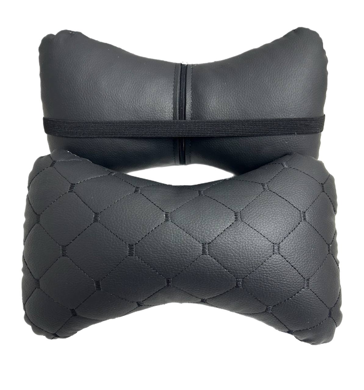 Авто-Подушка підголовника з Екошкіриі-Чорною стрічкою- к-кт 2 шт